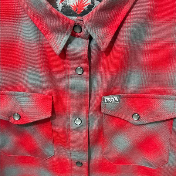 DIXXON Women’s PULASKI Red and Gray Flannel Shirt - Picture 3 of 6